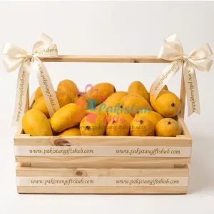 Royal Orchard: Premium 8kg Chaunsa Mango Wooden Gift Basket Royal Orchard: Premium 8kg Chaunsa Mango Wooden Gift Basket