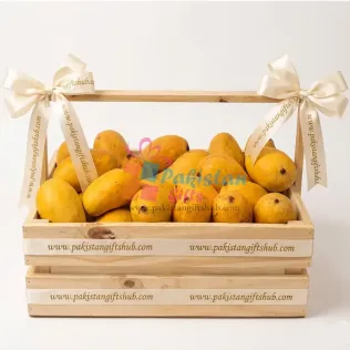 Royal Orchard: Premium 8kg Chaunsa Mango Wooden Gift Basket Royal Orchard: Premium 8kg Chaunsa Mango Wooden Gift Basket