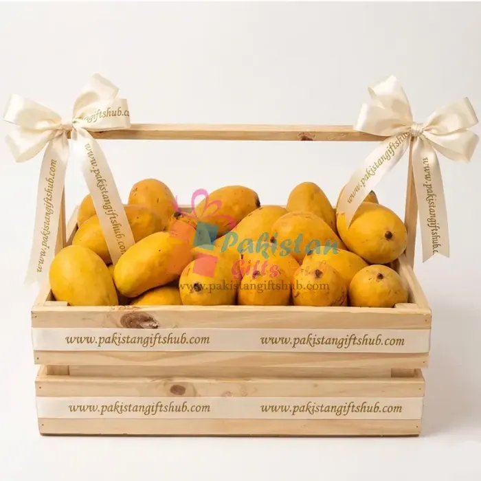 Royal Orchard: Premium 8kg Chaunsa Mango Wooden Gift Basket Royal Orchard: Premium 8kg Chaunsa Mango Wooden Gift Basket