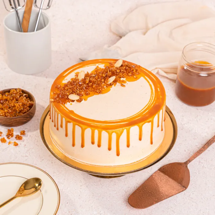 Golden Caramel Crunch: Toffee & Roasted Almond Layer Cake Golden Caramel Crunch: Toffee & Roasted Almond Layer Cake