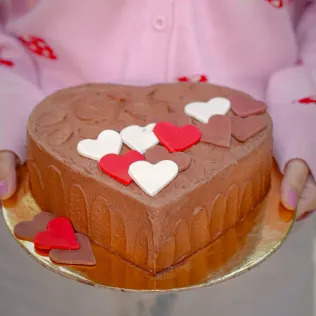Romantic Indulgence: Heart-Shaped Dark Chocolate Celebration Cake