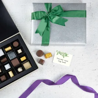 20 Assorted Classic Chocolates in Silver Leather Box