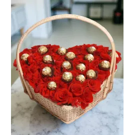 Ferrero Roses Heart Basket