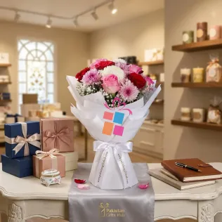 Elegant Serenity: Pink & White Floral Bouquet Elegant Serenity: Pink & White Floral Bouquet
