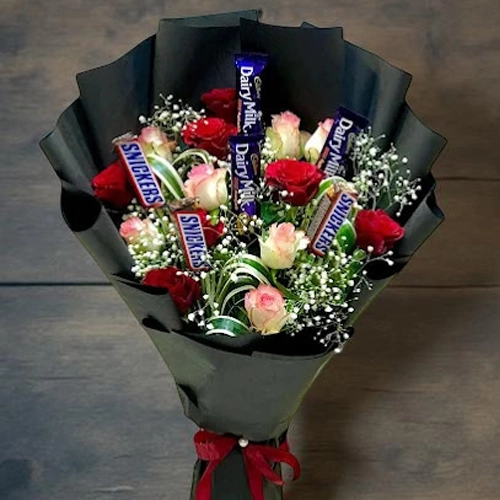 Roses and Chocolates Delight Bouquet